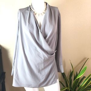 Calvin Klein || Gray Wrap Blouse